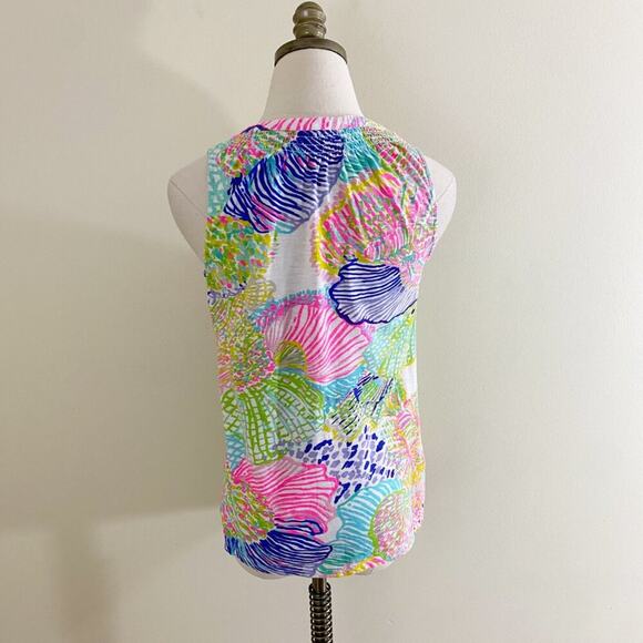 Lilly Pulitzer Multicolor Printed Sleeveless Top V-Neck 100% Cotton Size XS EUC - Picture 4 of 8